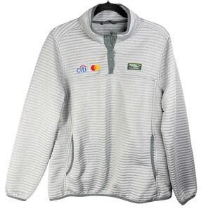 LL Bean Gray Ribbed Quarter Snap Fleece Pullover Womens XL Regular Citi Bank